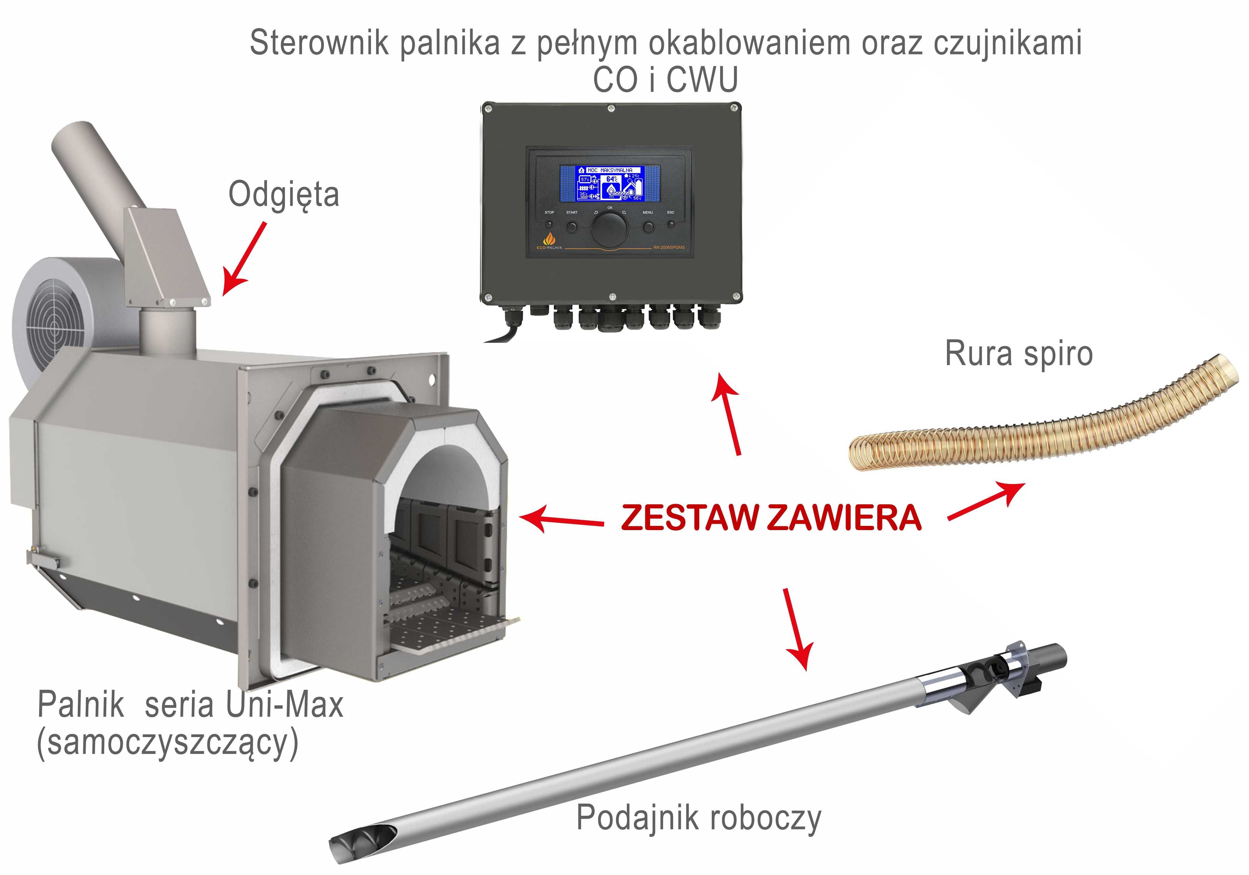 Palnik na pellet Eco-Palnik Uni-Max 100kW Samoczyszczący, sterownik