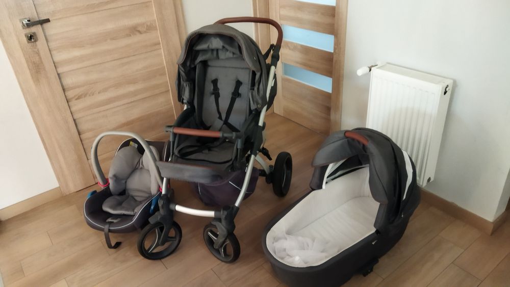 Wózek 3 w 1, Bebetto Luca, gondola, spacerówka plus nosidełko do auta