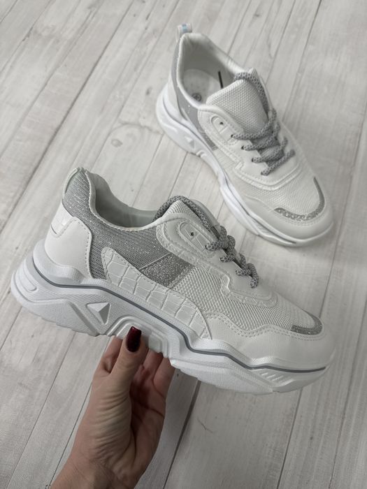 Sneakersy damskie sportowe białe r.39