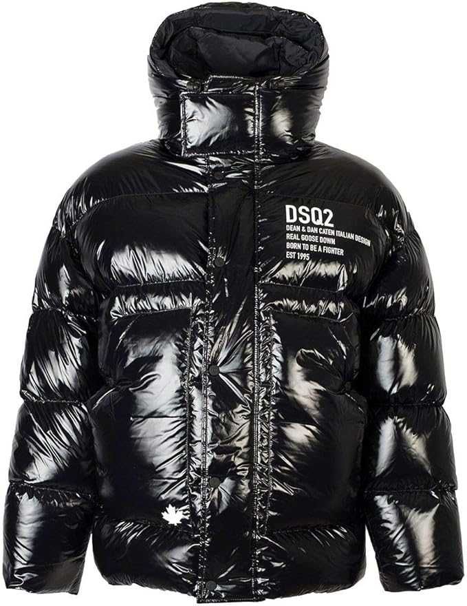 DSQUARED2 luksusowa męska kurtka puchowa z kapturem glossy finish