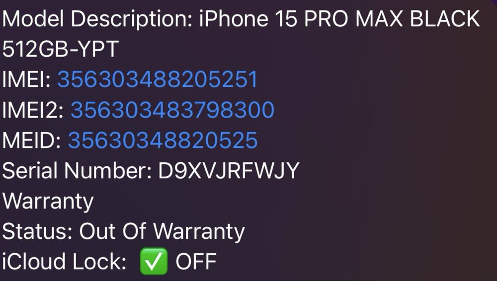 Apple iPhone 15 Pro Max 512Gb. ( Black Titanium )