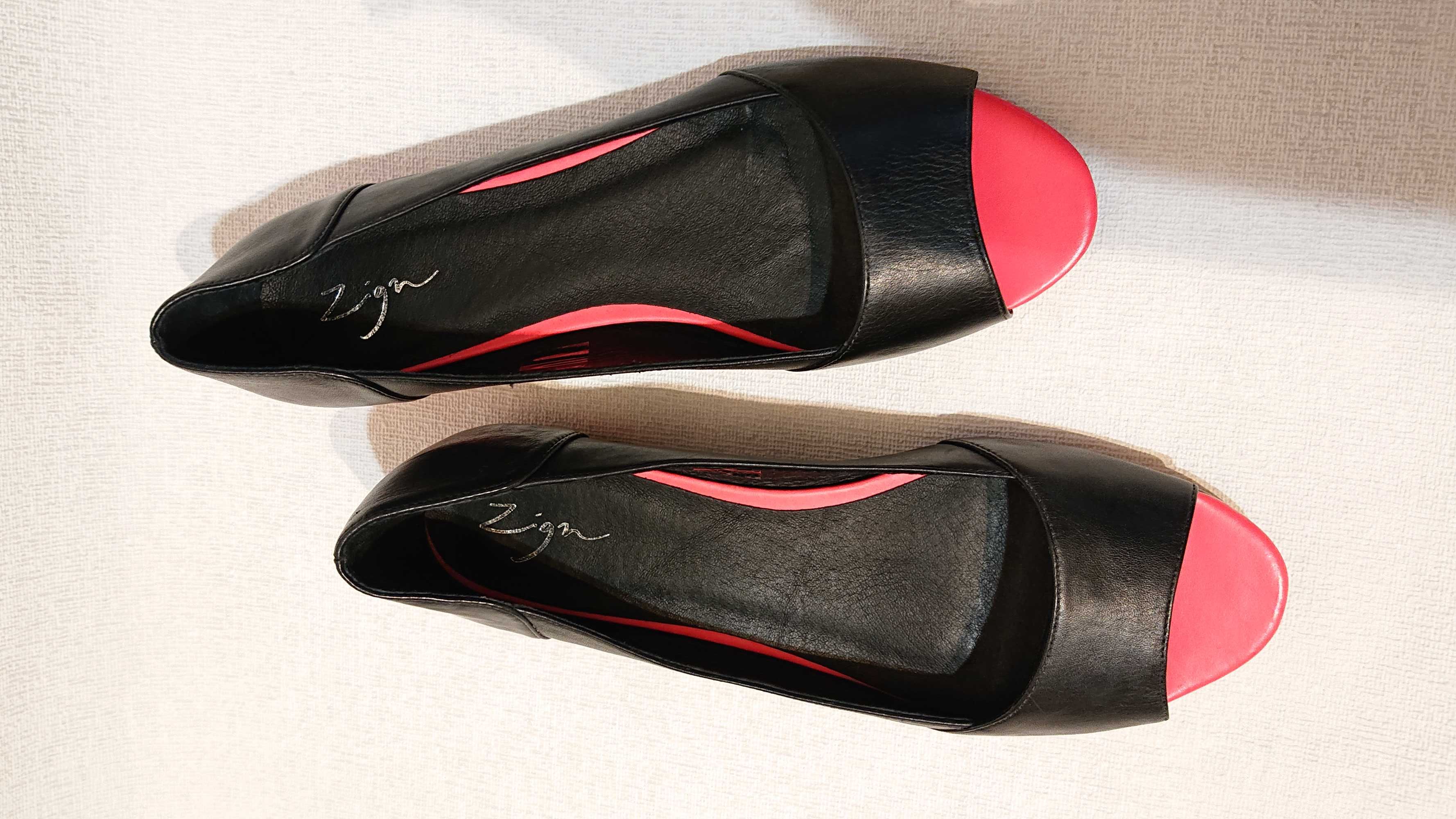 Женские кожаные балетки Zign 40 41 летние туфли босоножки сандалии