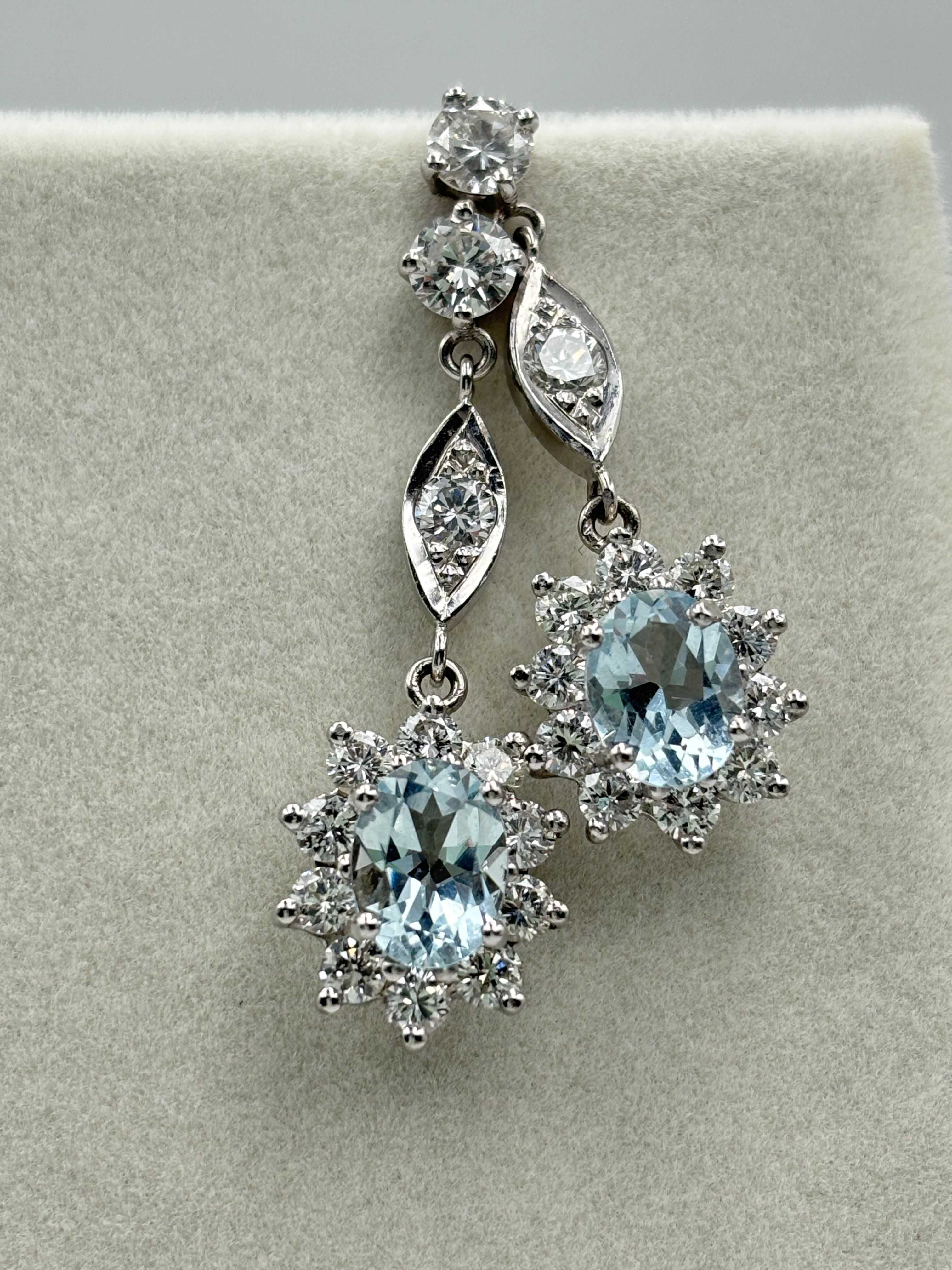 Kolczyki z brylantami 2,46ct i akwamaryny 2,25ct naturalne diamenty