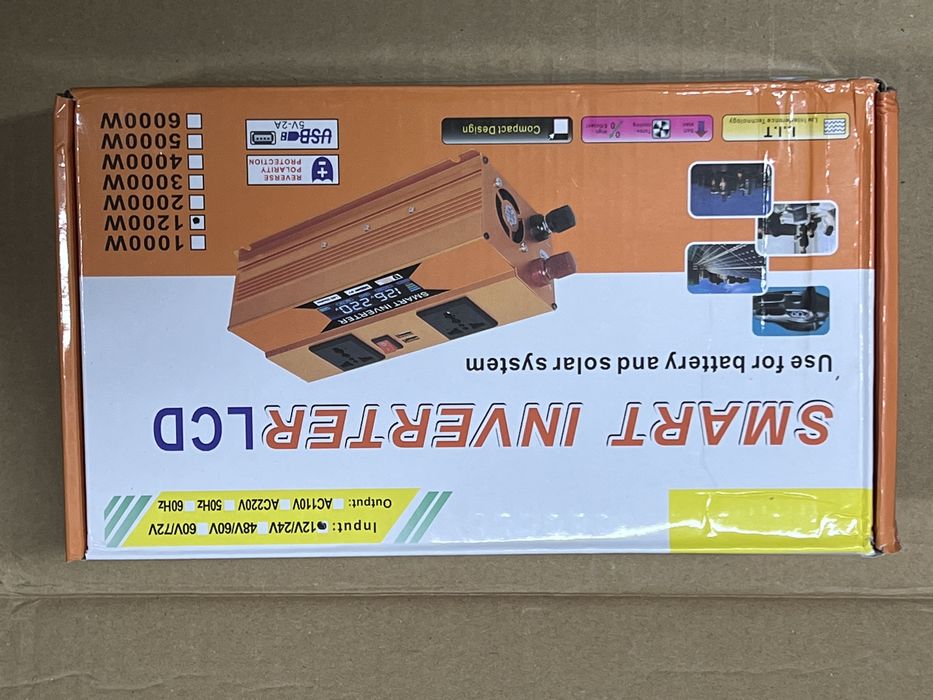 Інвертор 12V-220V/ 1000W номінал/ LCD дисплей/ перетворювач напруги