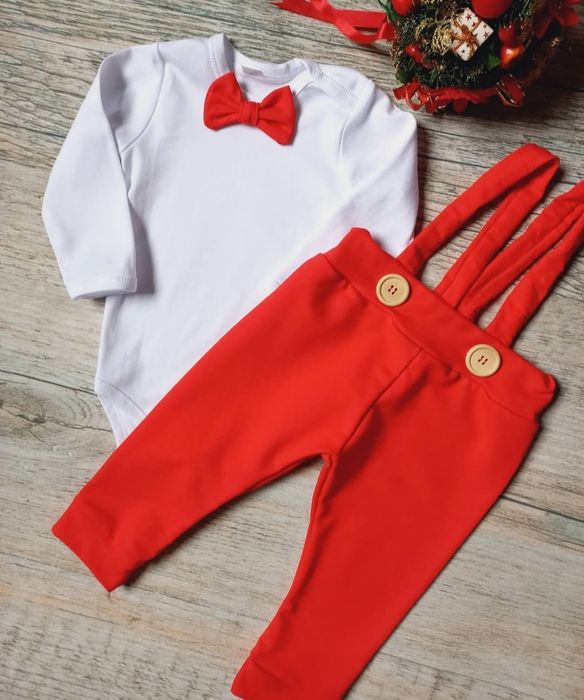 Komplet dla chłopca świąteczny bawełniany
