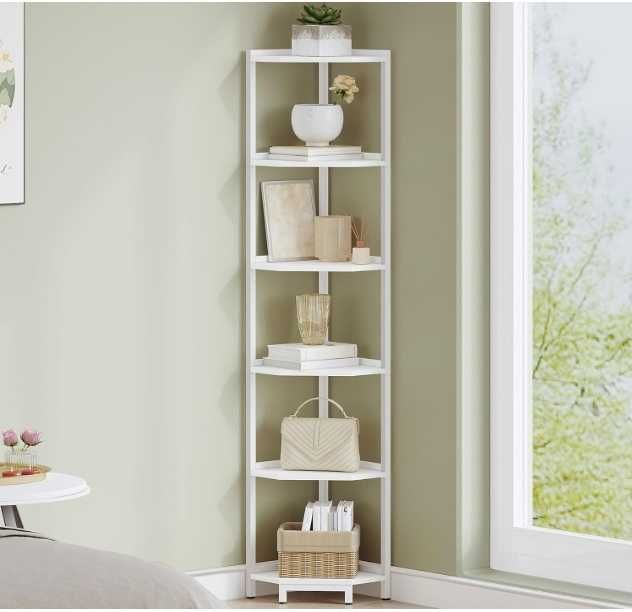 Stojak narożny, regał narożny, regał stojący z metalową ramą CS06013W