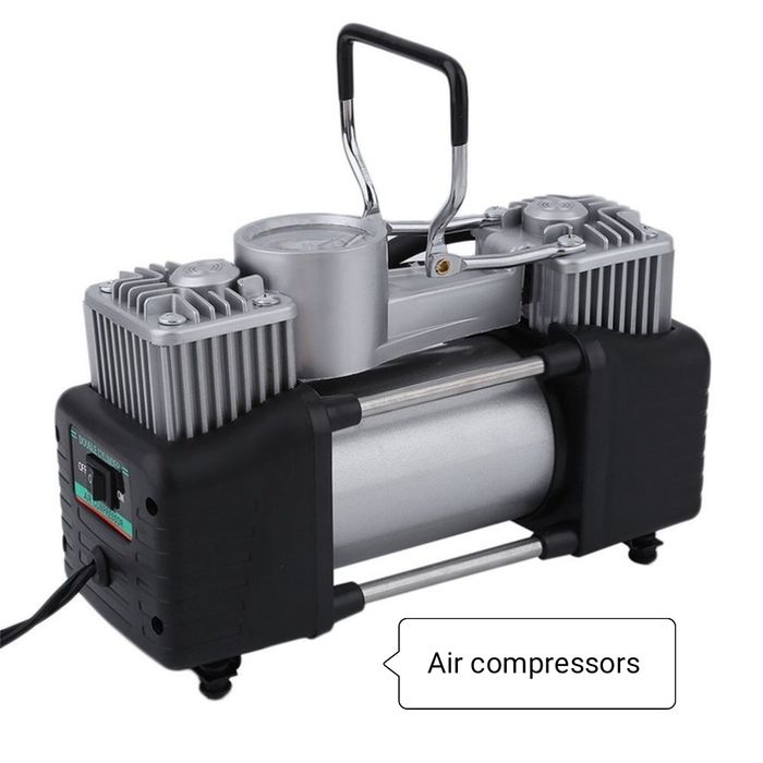 Автокомпресор двохпоршневий, автомобільний компресор насос в кейсі