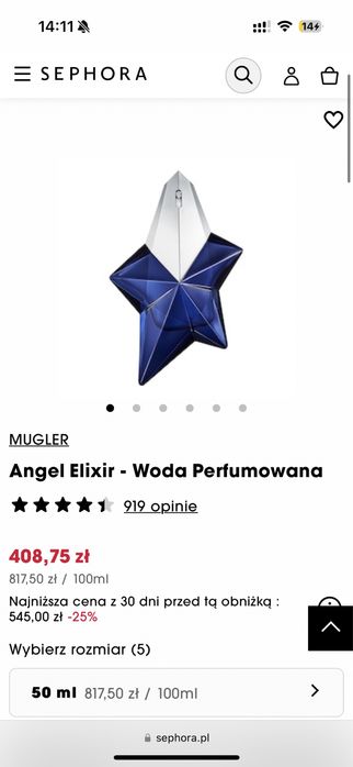 Angel Elixir Mugler 50ml zapach damski,  perfumy