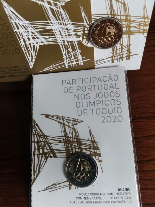 Conjunto de 2 moedas proof +BNC jogos olímpicos Tóquio 2020