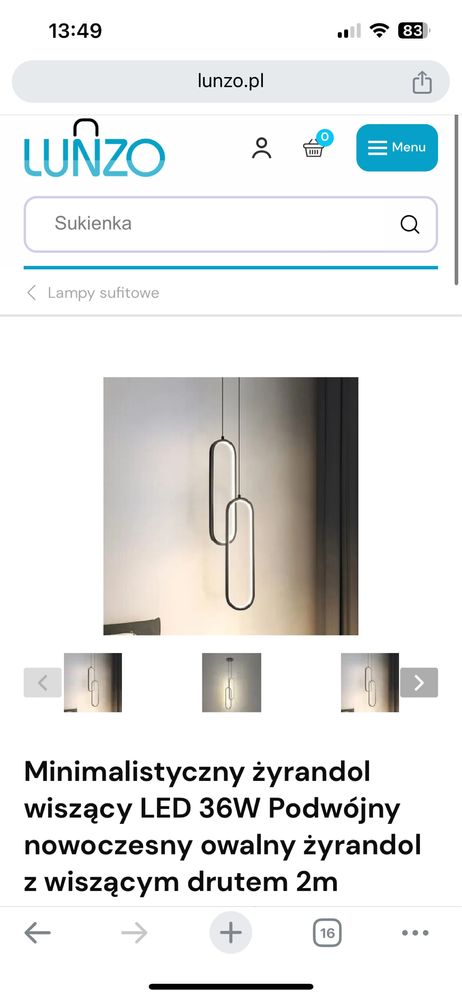 Nowoczesna lampa LED podwójna nowa zloto czarno srebrna