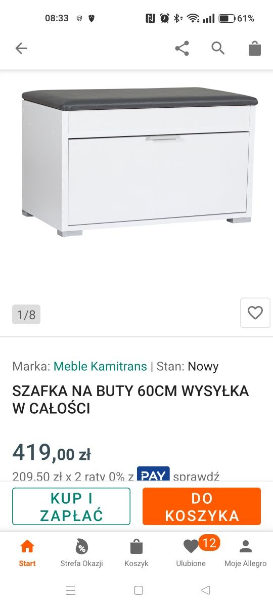 Szafka na buty z siedziskiem