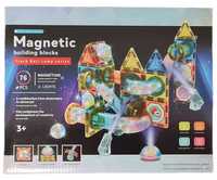 Klocki konstrukcyjne magnetyczne świecące 76 elementów