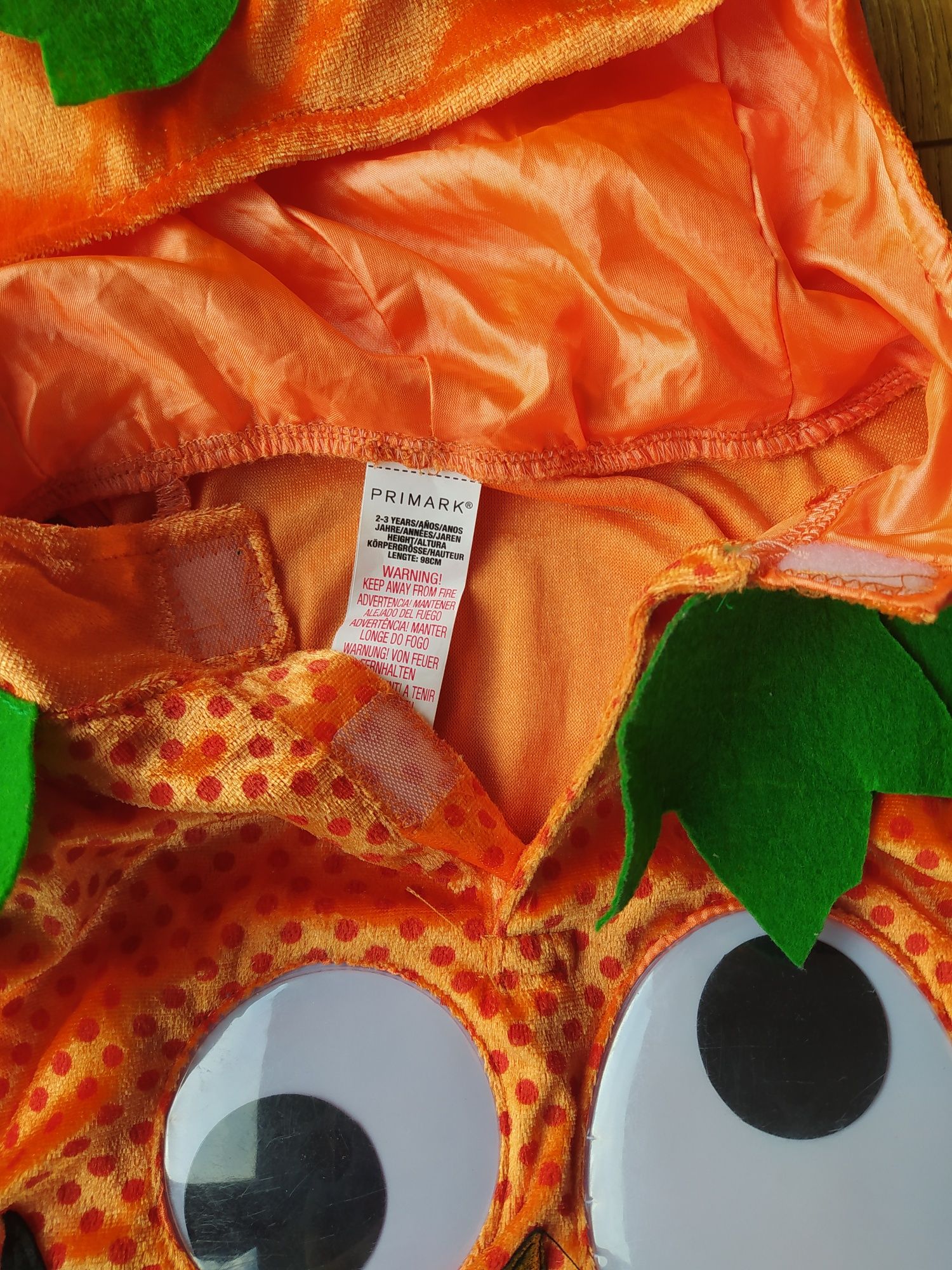 Strój dyni na halloween pomarańczowy PRIMARK 2-3 lata