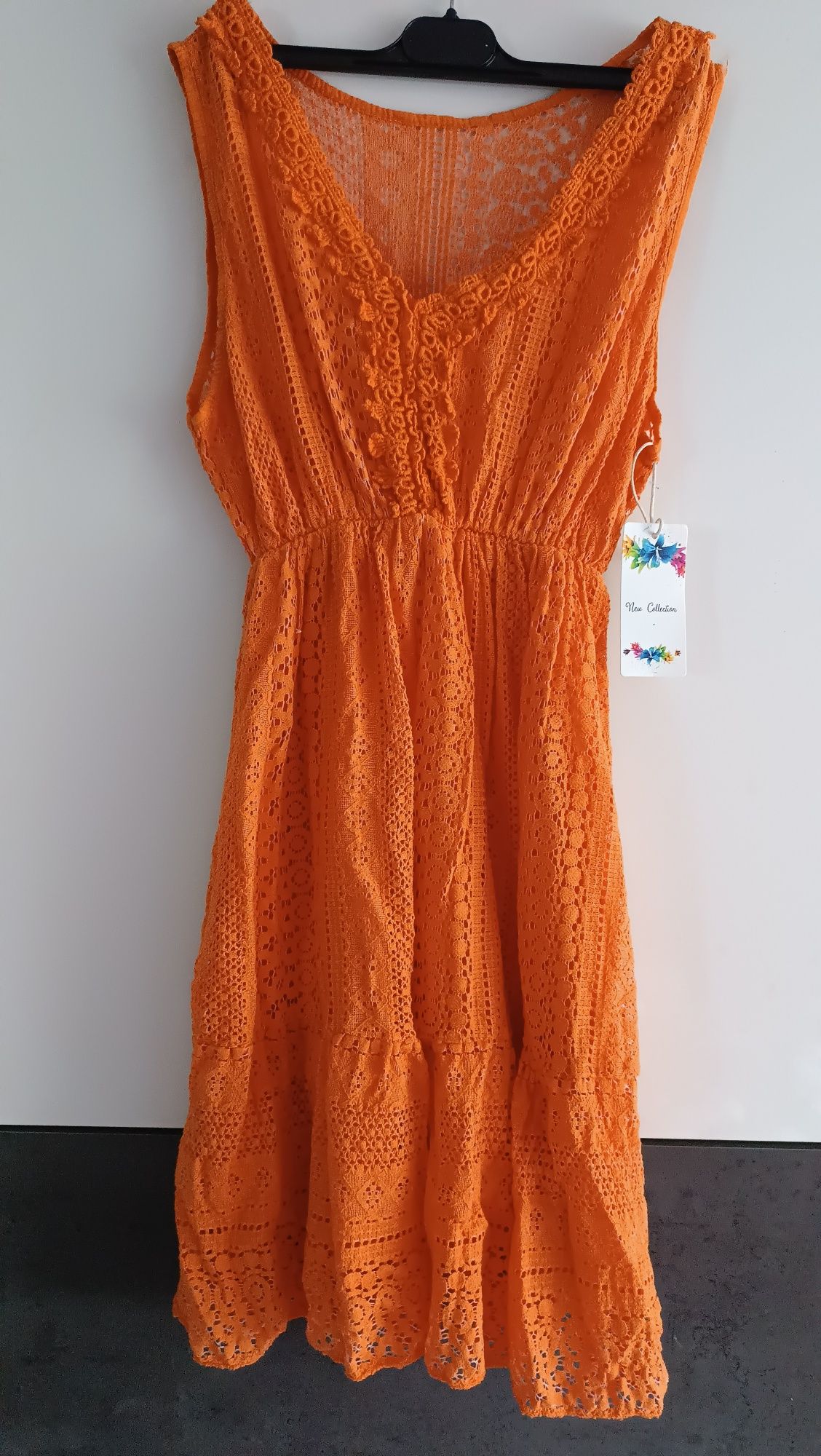 Nowa pomarańczowa sukienka boho S