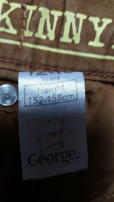 Spodnie chinosy brązowe rurki skinny bawełna chłopięce 158cm 164cm