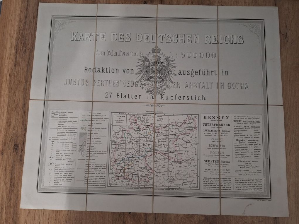 Bardzo stara mapa Reich niemcy polska karte des deutschen reichs