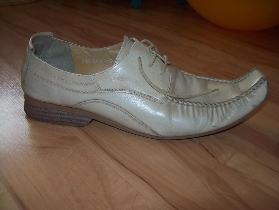 pantofle, buty, ślubne skórzane DOMENO wizytowe, rozm 45