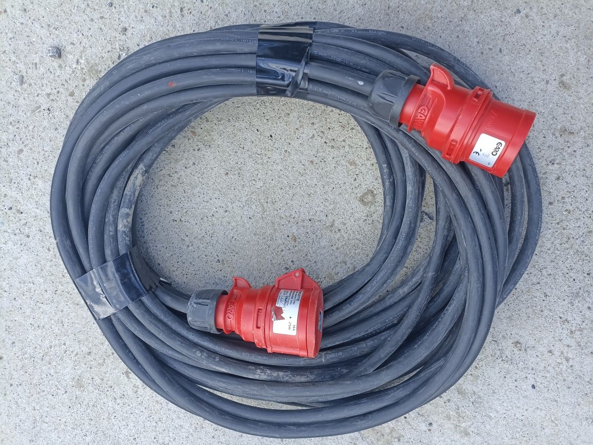 Kabel siłowy 25m wtyczki 16ah 5x2.5