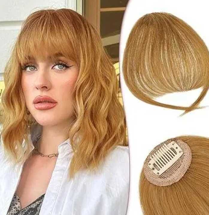 Grzywka Clip in Bangs blond RUWISS Orange blonde naturalne włosy