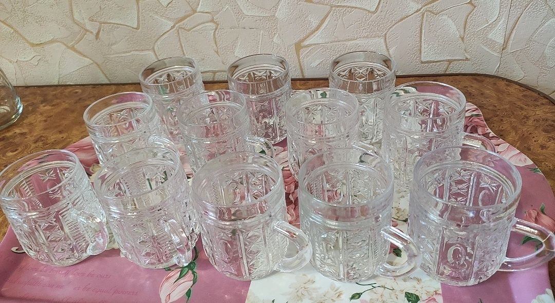 Хрустальные бокалы,хрустальные кружки СССР,хрустальные стаканы 12шт