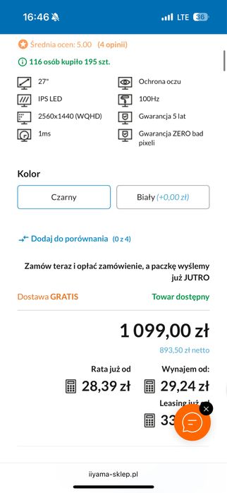 IIYAMA ProLite Xub2797qsn - 27” STACJA USB C (nowy 1100) nie 650