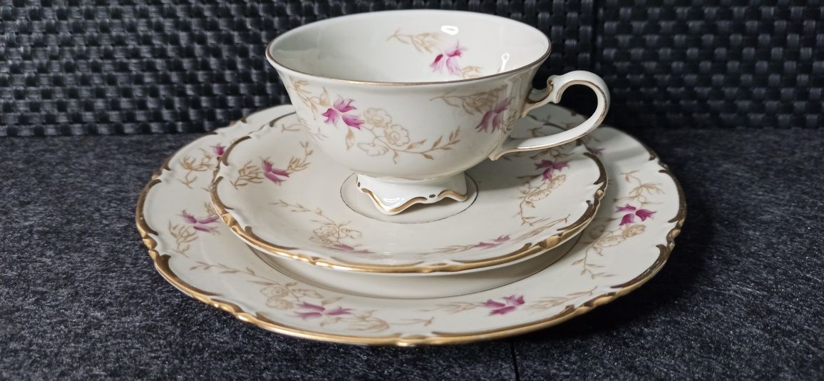 Porcelana Letin TRIO wzór kwiatowy