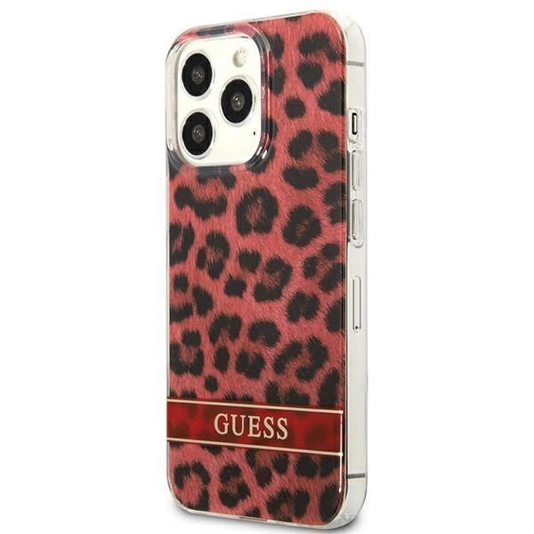Etui Guess Leopard na iPhone 13 Pro / iPhone 13 - czerwone