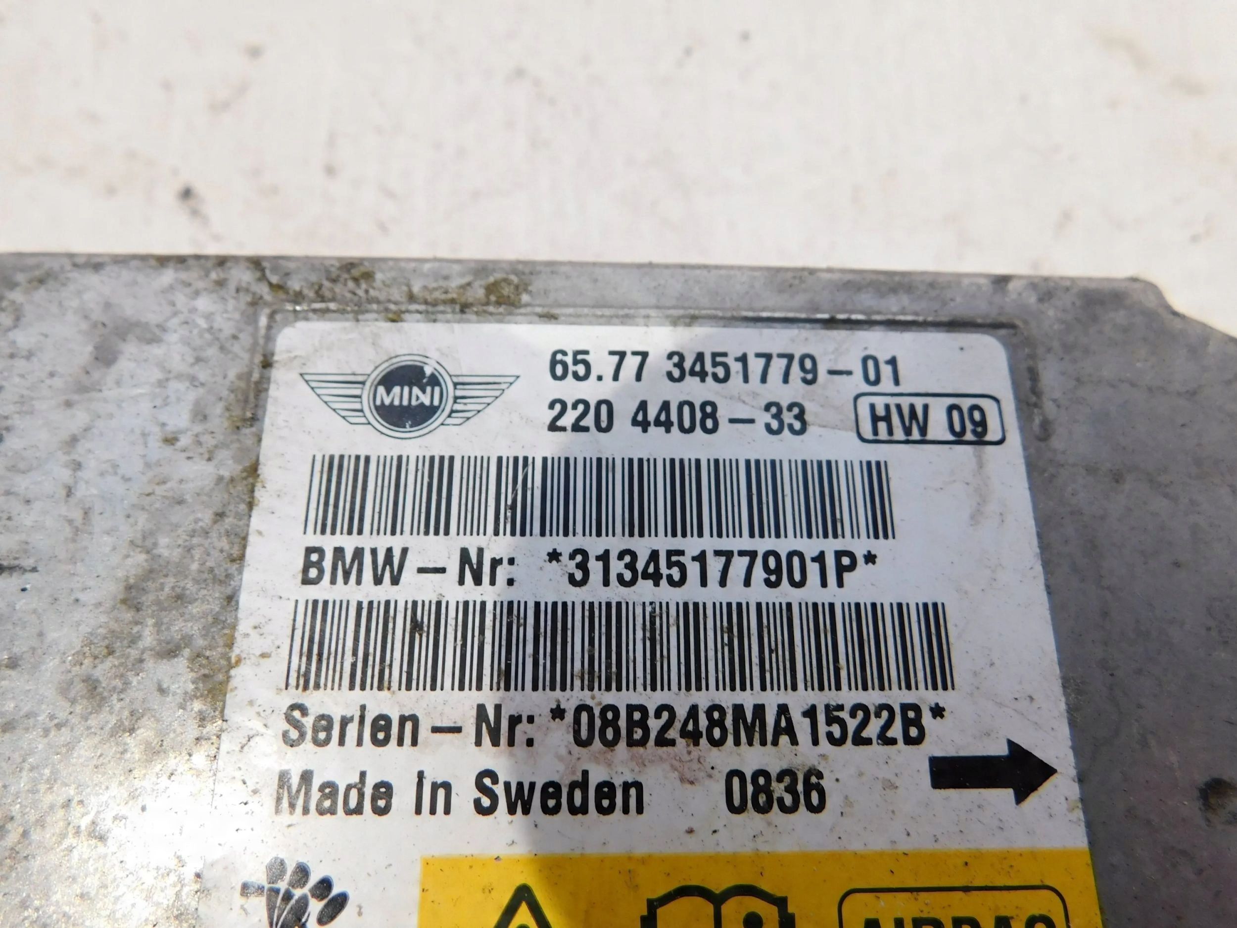 Sterownik Sensor Airbag Mini Cooper