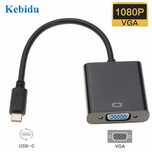 USB-C para VGA (NOVO) thunderbolt 3, 1080p usb tipo c 3.1