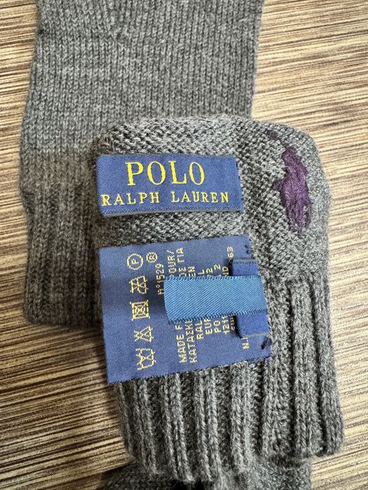 Чоловічі сірі рукавички з мериносової вовни polo ralph lauren