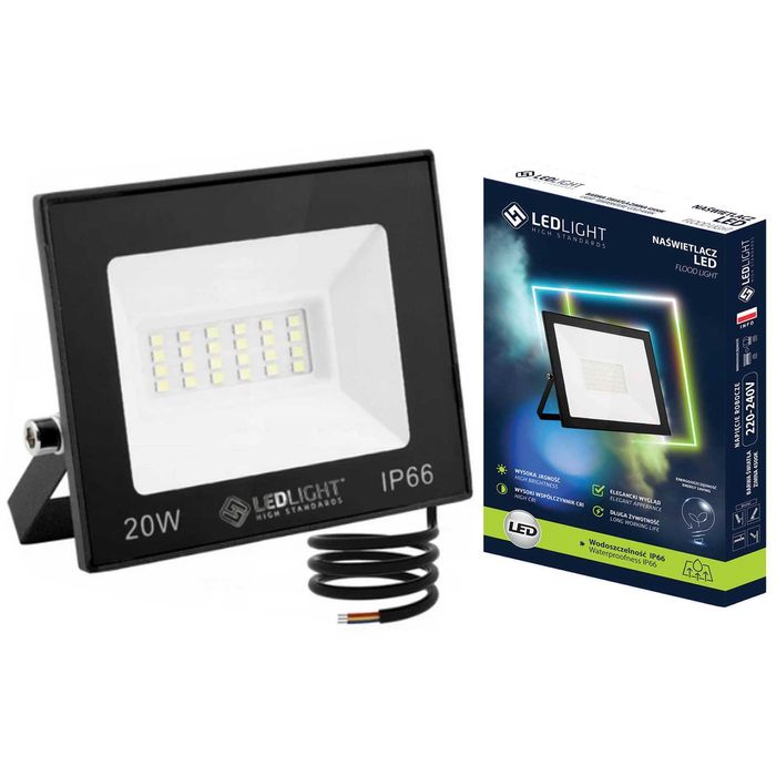 LEDLIGHT halogen lampa naświetlacz led biały zimny IP66 20W reflektor