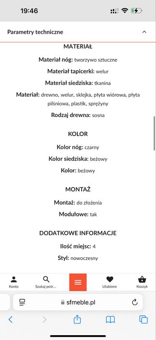 Narożnik modułowy welurowy micadoni margo XL