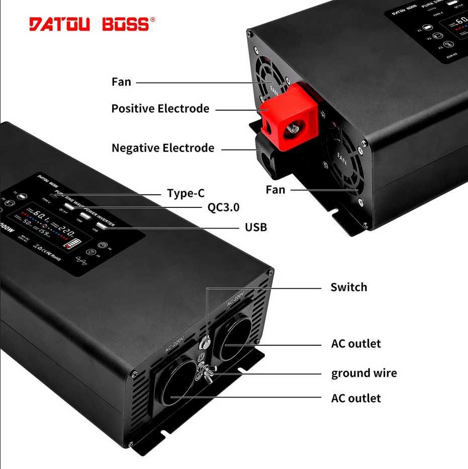 Якісний та потужний інвертор DATOUBOSS 48V/2000W(4000W)