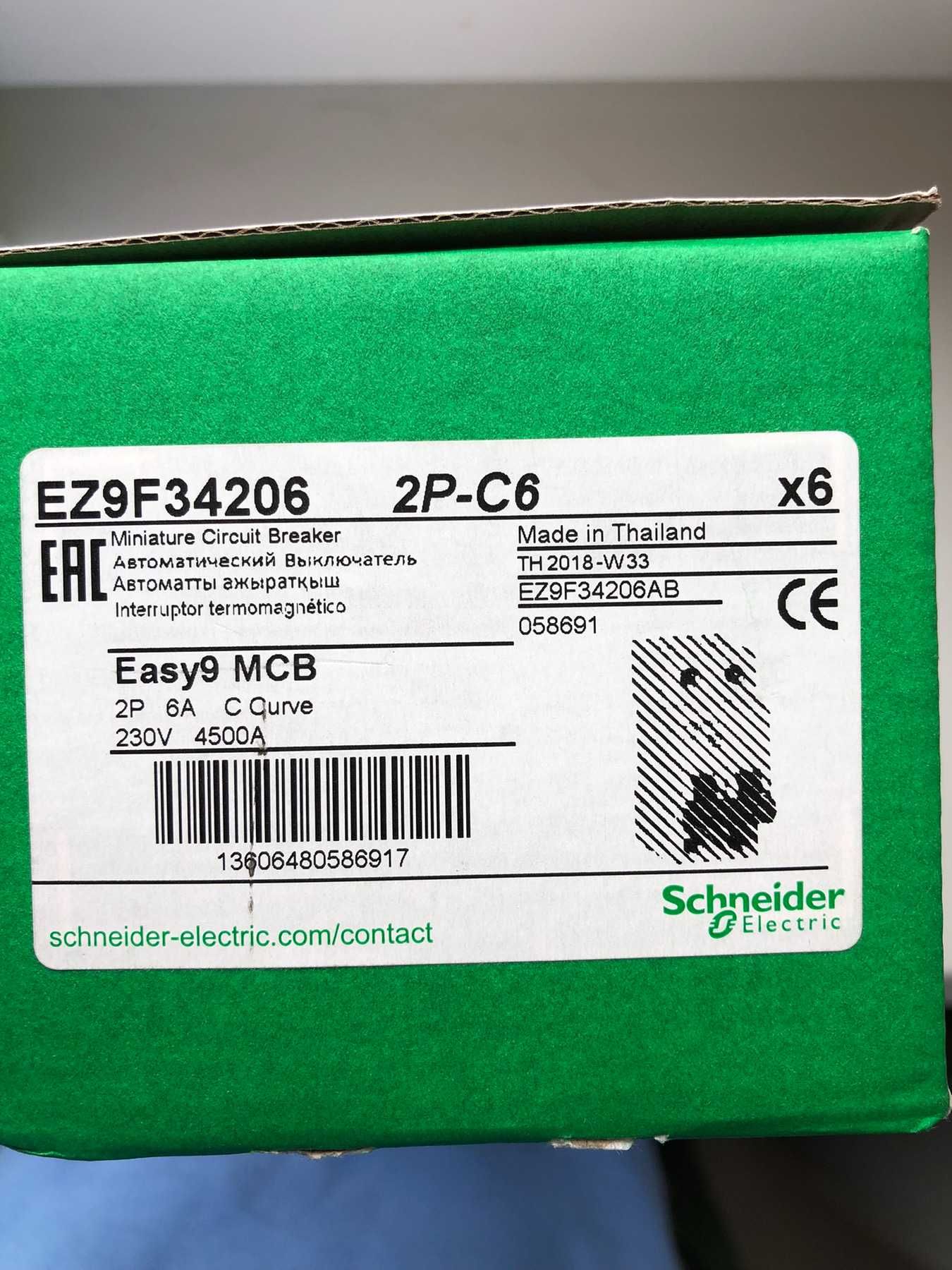 Автоматичний вимикач Schneider Electric Easy9 2 п., 6А, С (EZ9F34206)
