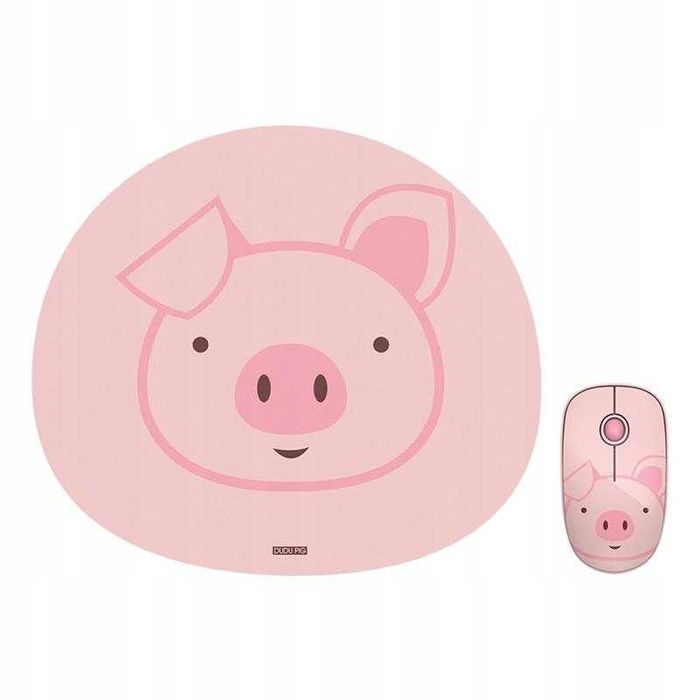 MYSZKA BEZPRZEWODOWA do komputera różowa świnka z podkładką