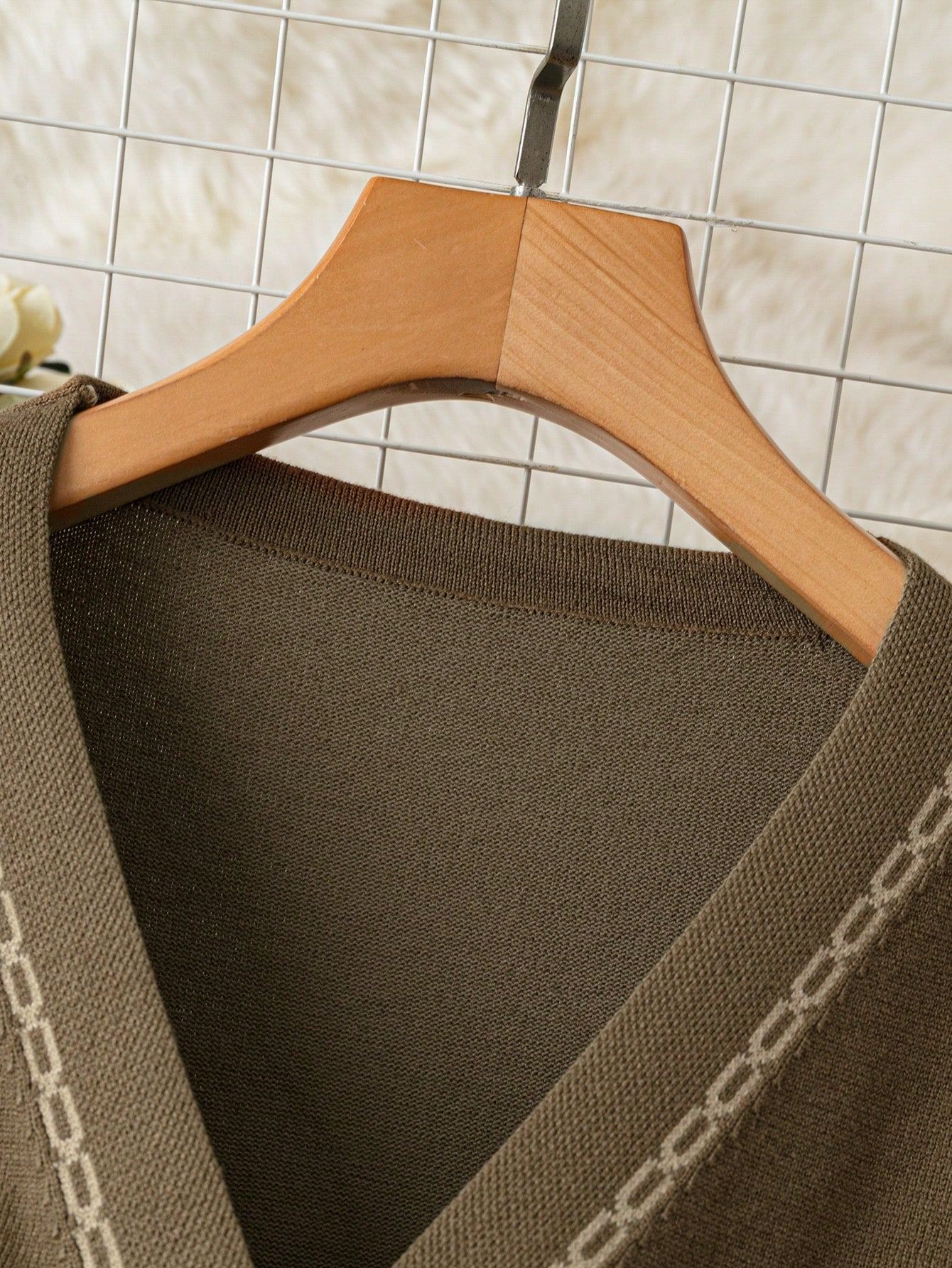 Sukienka Dzianinowa Midi Rozkloszowana Brązowa Casual Shein 4Xl 48