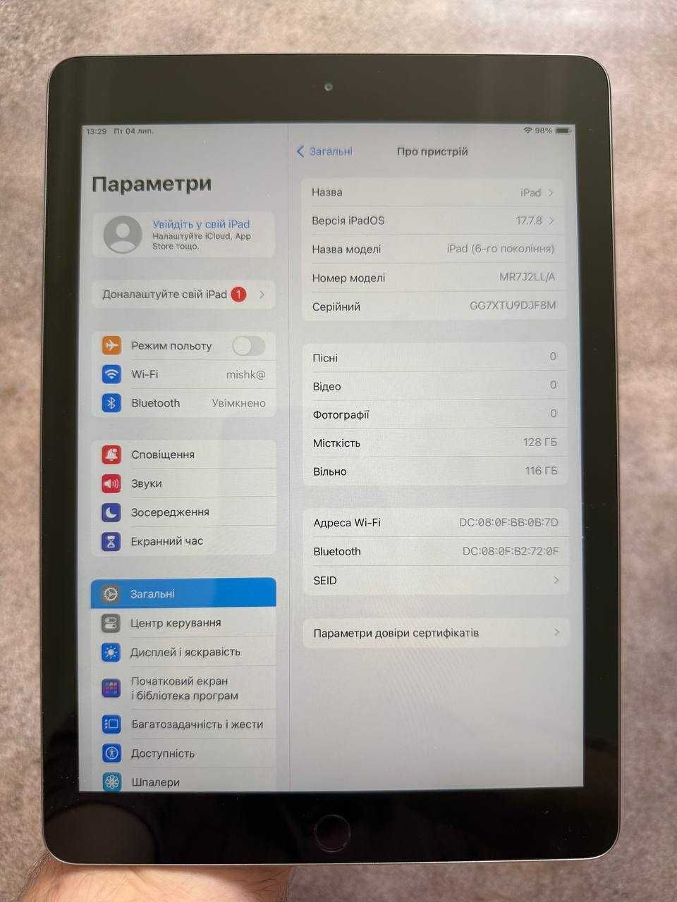 Ipad 6 128Gb Wifi Хороший стан