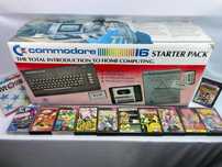 Commodore 16 w pudełku + magnetofon + zasilacz + 15 kaset z grami