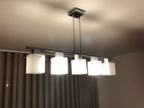 Candeeiro de tecto em inox e vidro (5 lampadas)