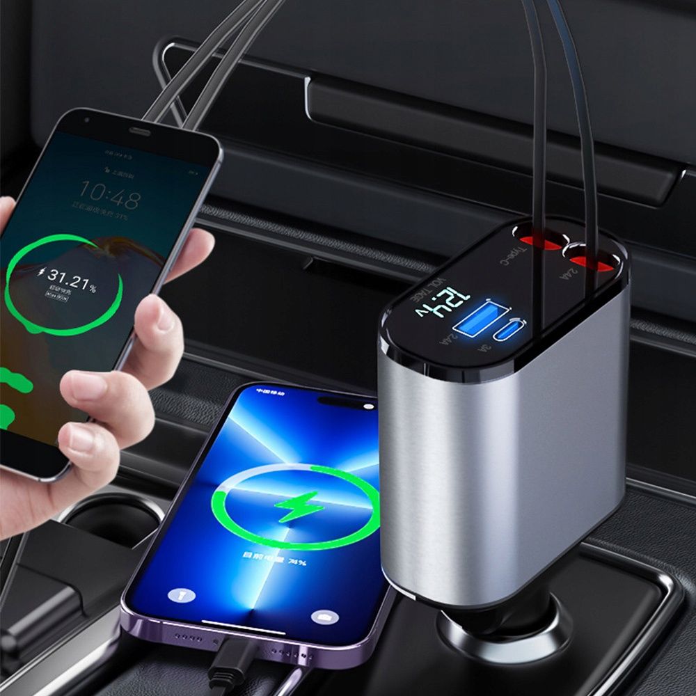 Ładowarka samochodowa Fast Charge 120W USB-C Lightning 4in1