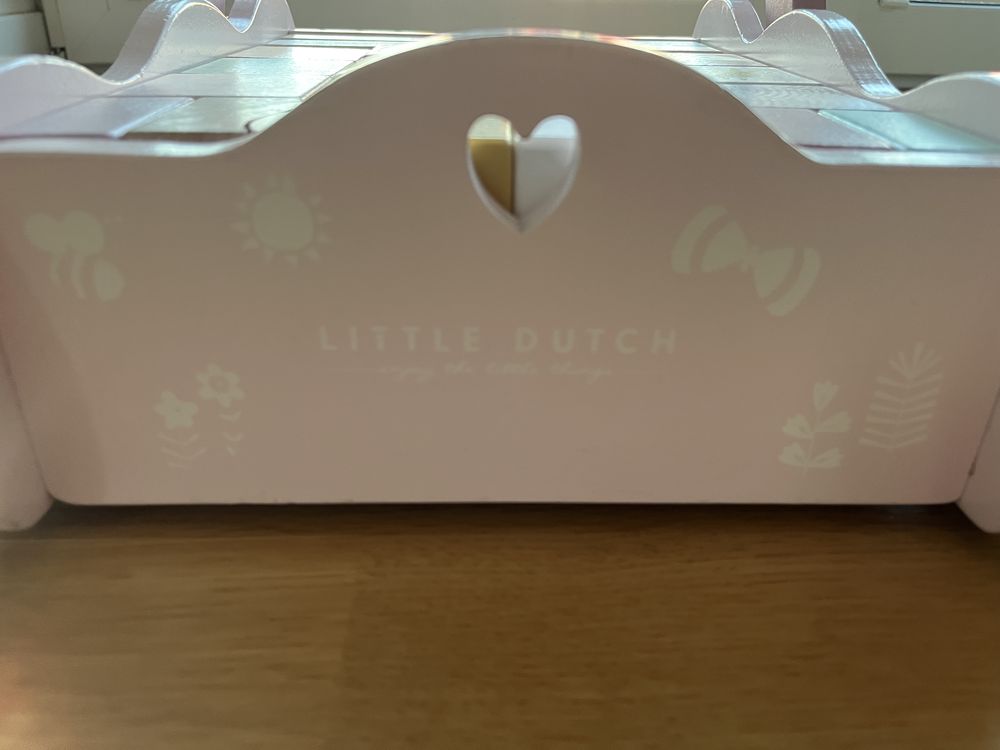 Little Dutch drewniany wózek z klockami dla dziewczynki, stan BDB