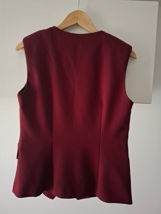 Garnitur elegancki bordowy kamizelka spodnie  S, M