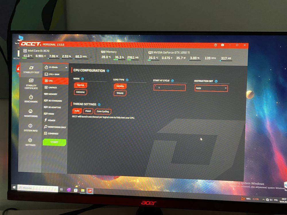 Spredam komputer stacjonarny i5-3570 i Monitor ACER Nitro 27