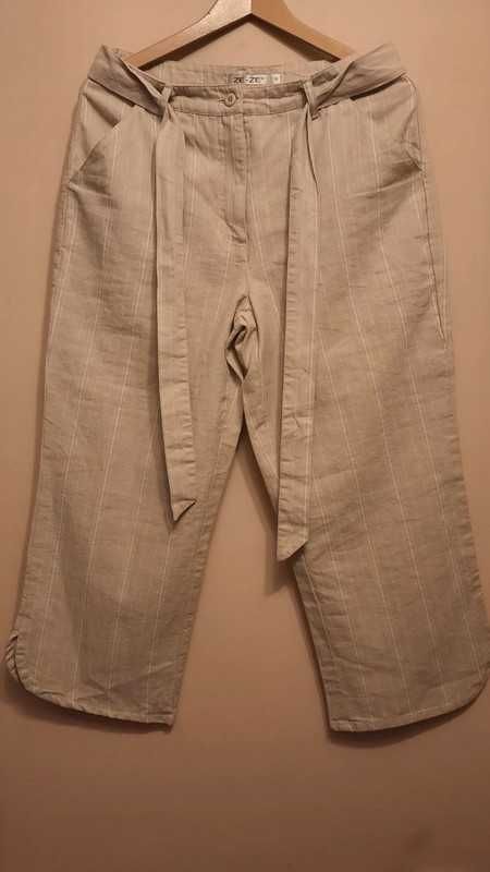 Spodnie Ze-Ze rozmiar 36 w stylu vintage, len i bawełna