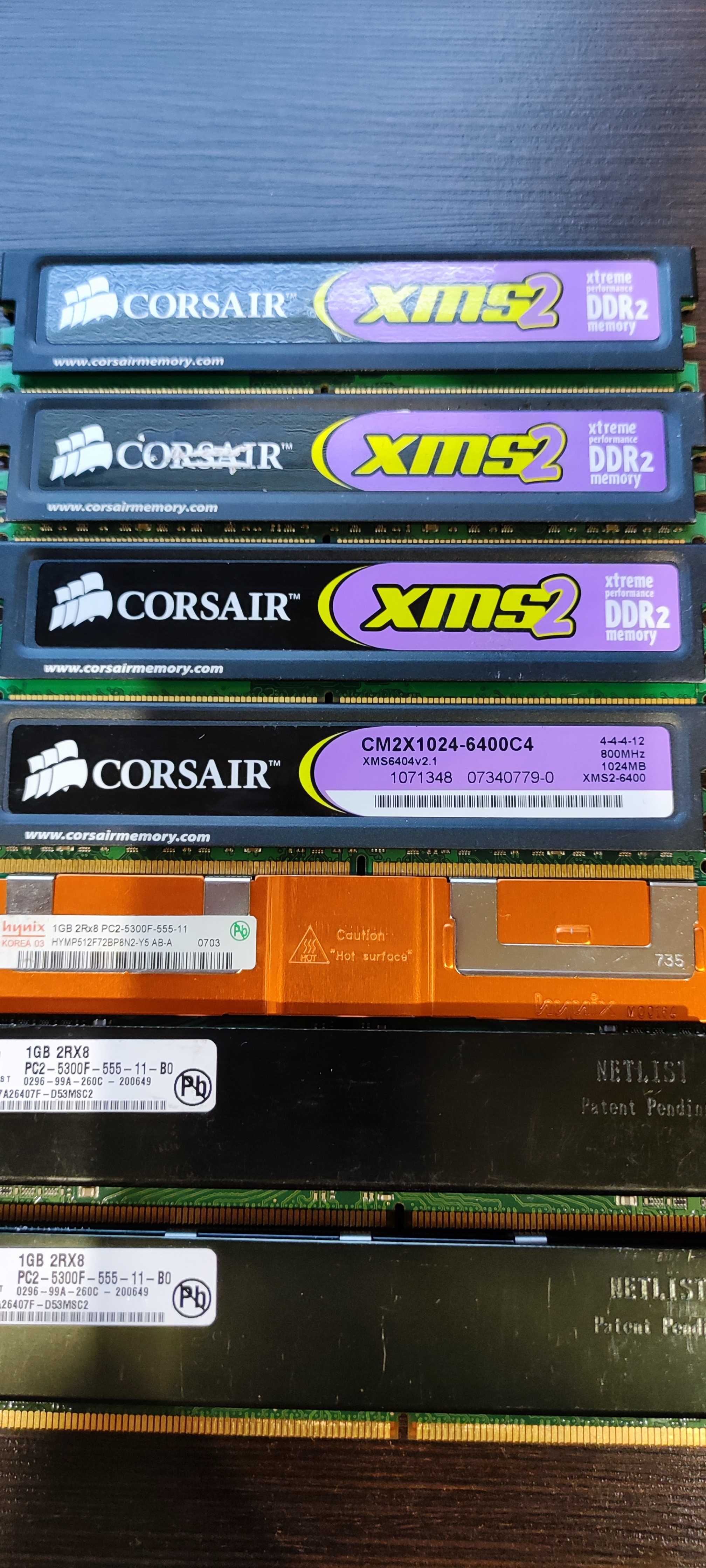 Pamięć RAM Corsair, Netlist, Hynix DDR2  1 GB 800 7 sztuk.