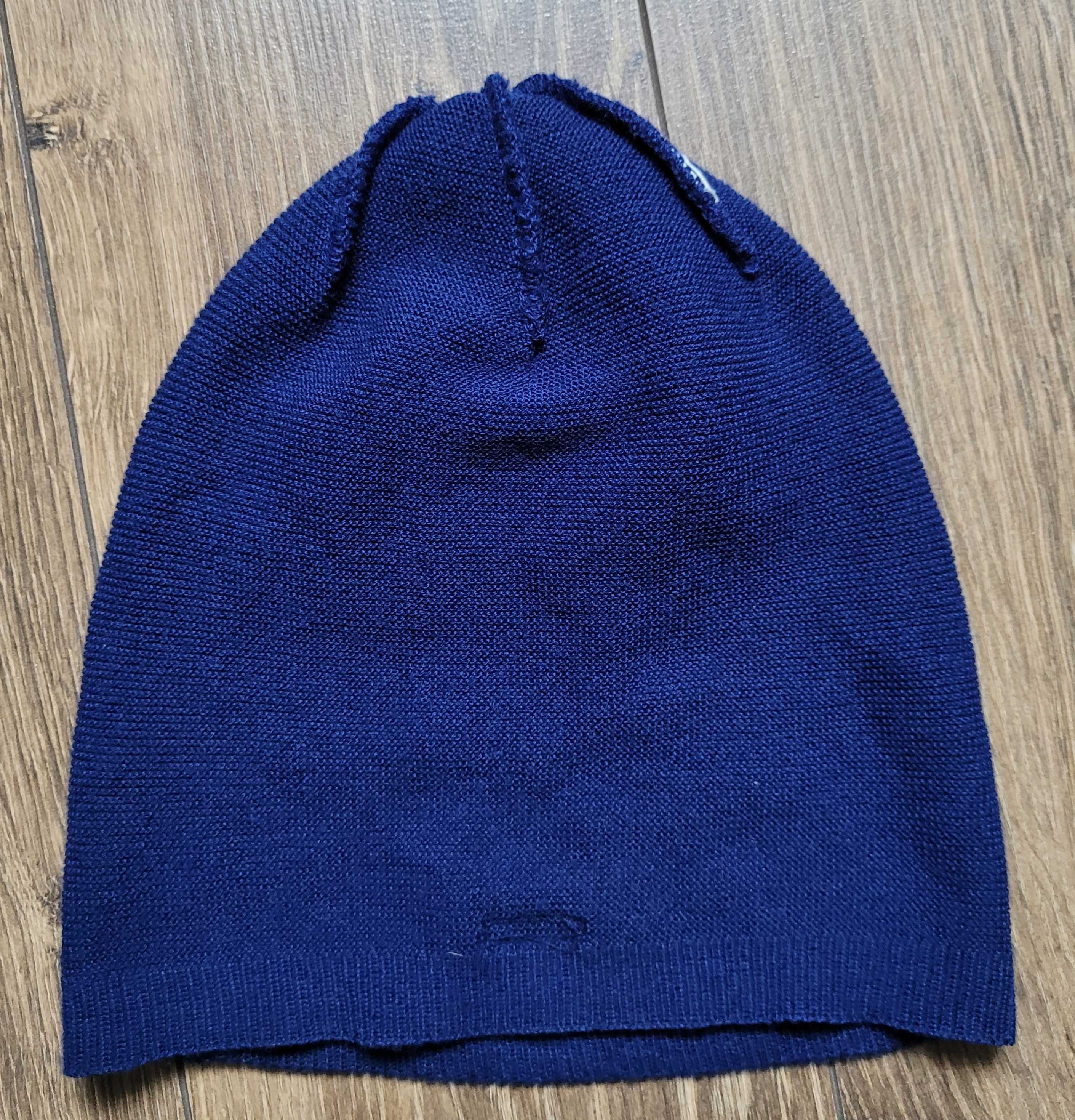 czapka beanie zimowa Eisbar niebieska 50% wełna merino cienka lekka