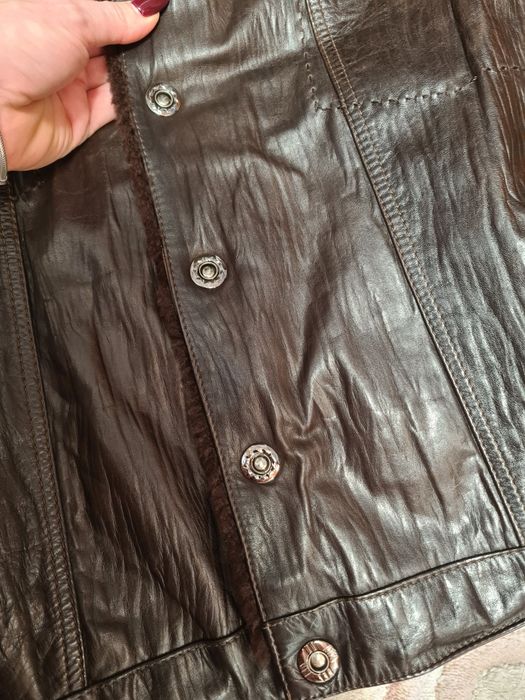 Стильна натуральна дублянка / куртка шкіряна / бомбер / піджак