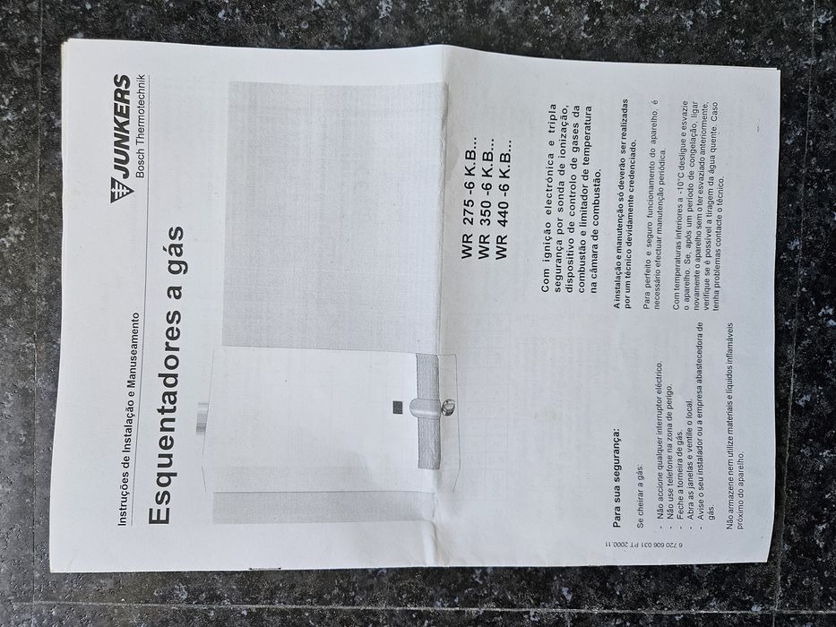 Esquentador Junkers para gás natural, 11 litros