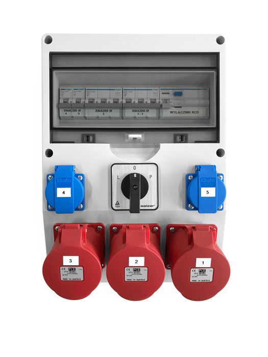 Rozdzielnica z wyłącznikiem L-0-P, gniazda 3x32A 5P 400V | 2x16A 230V