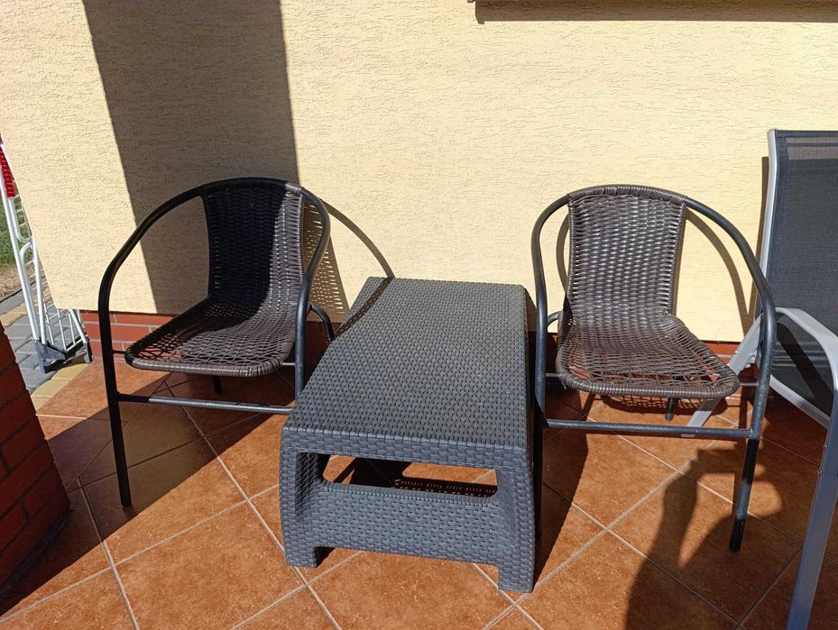 Zestaw ogrodowy 1x stolik stół ława 2x krzesło fotel